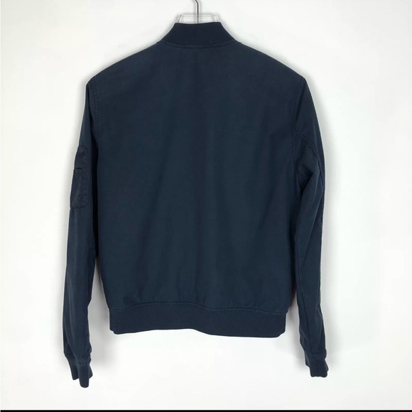 Everlane Uniform The Bomber Jacket Navy Blue Full Zip Magnetic Pockets Mens - Picture 2 of 4
